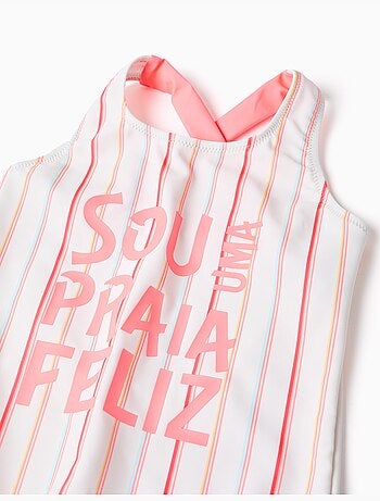 Maillot de bain à rayures et imprimé à l'avant