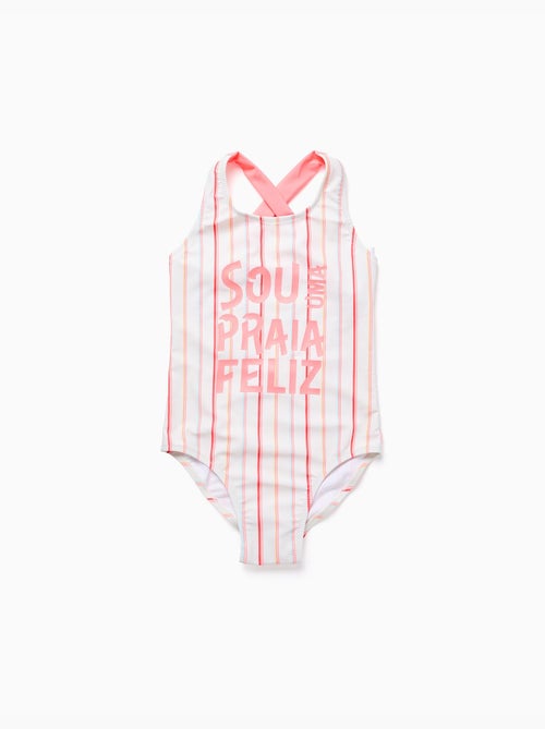 Maillot de bain à rayures et imprimé à l'avant - Kiabi