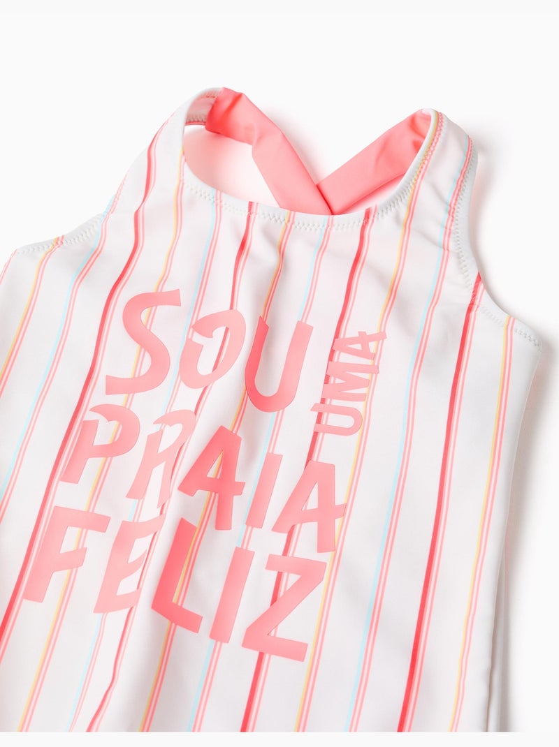 Maillot de bain à rayures et imprimé à l'avant Blanc - Kiabi