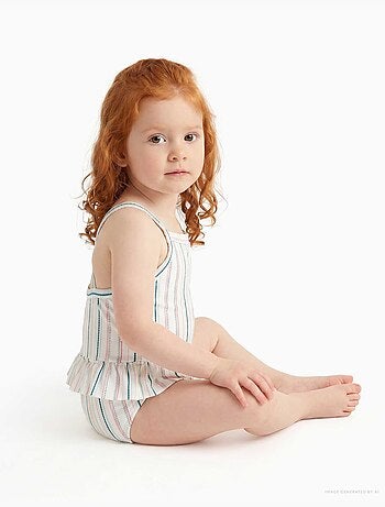Maillot de bain à rayures ethniques et volants B&S