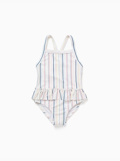 Maillot de bain à rayures ethniques et volants B&S - Kiabi