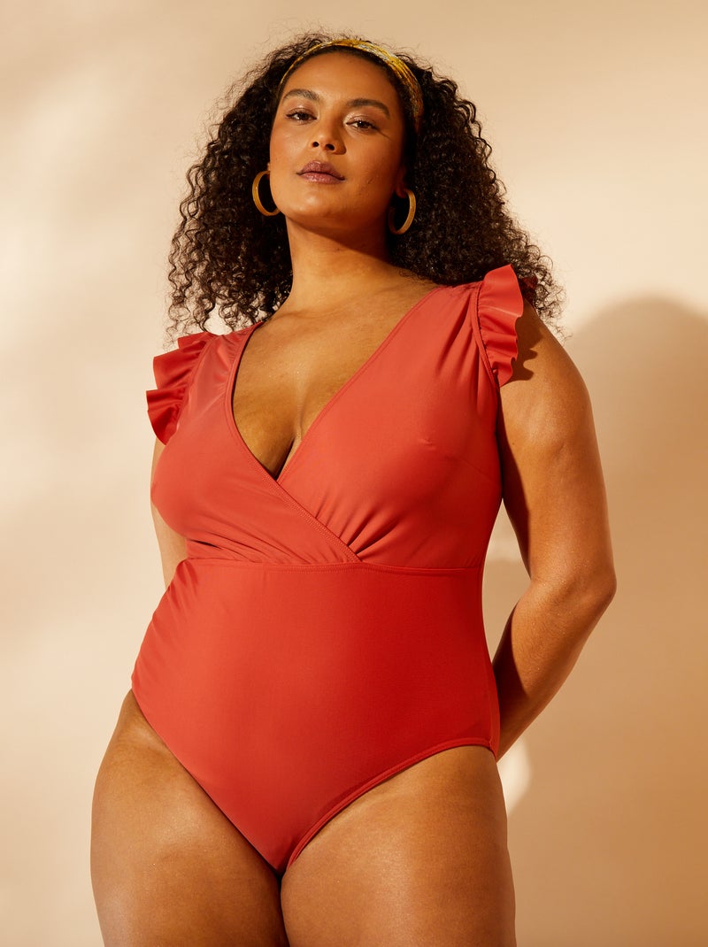 Maillot de bain à volants - 1 pièce Marron - Kiabi