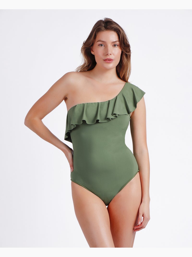 Maillot de bain à volants latéraux pour femme ADMAS Vert forêt - Kiabi
