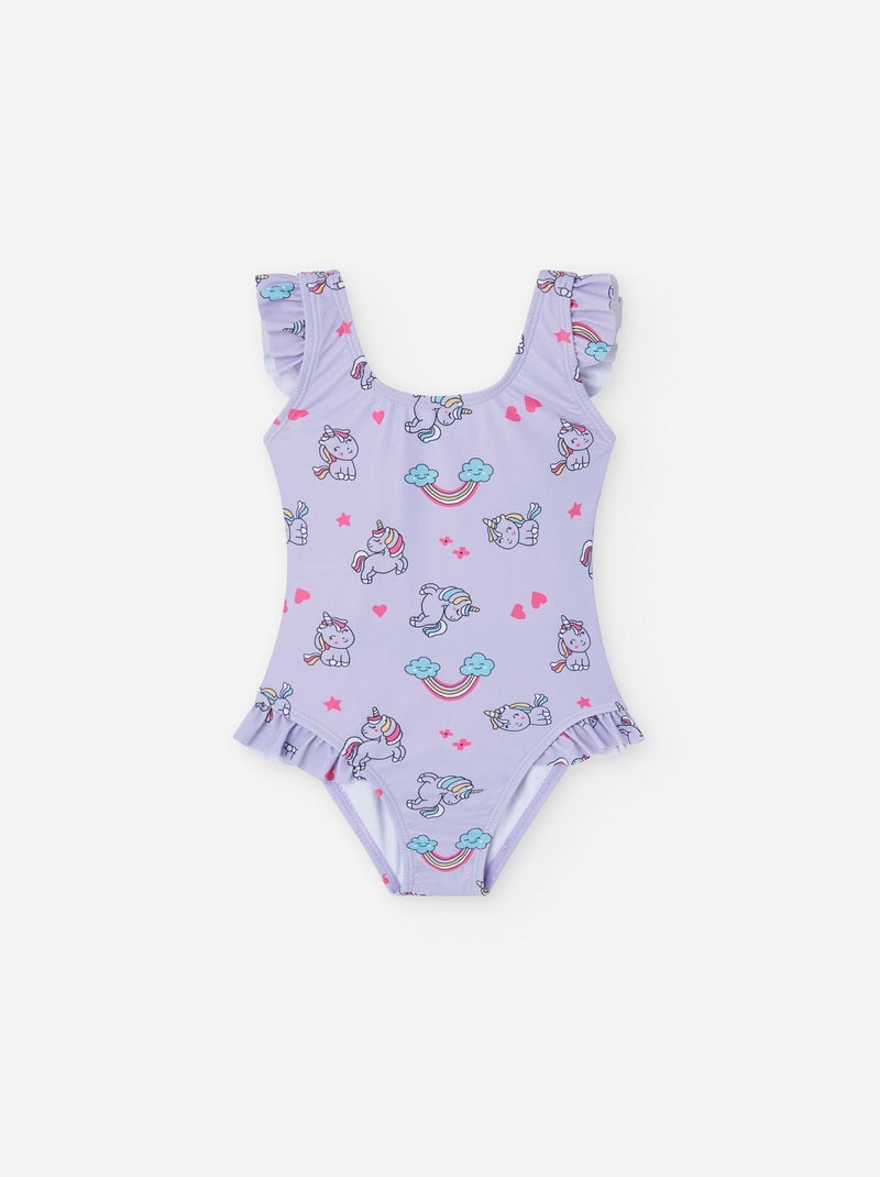 Maillot de Bain à Volants Mauve - Kiabi