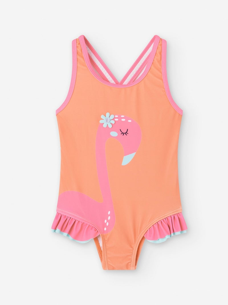 Maillot de Bain à Volants Orange clair - Kiabi