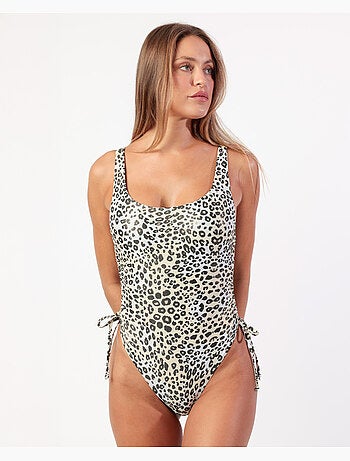 Maillot de bain ADMAS Hot Leopard à fronces latérales pour femmes