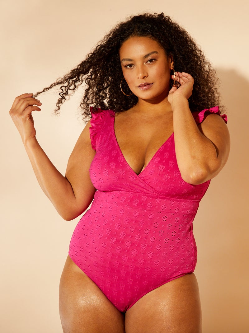 Maillot de bain ajouré uni - 1 pièce Rose - Kiabi