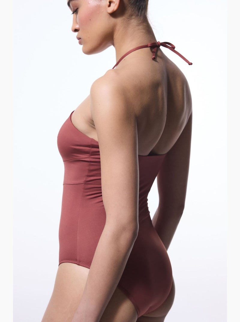 Maillot de bain astrid macrame à perles penti Terracotta - Kiabi