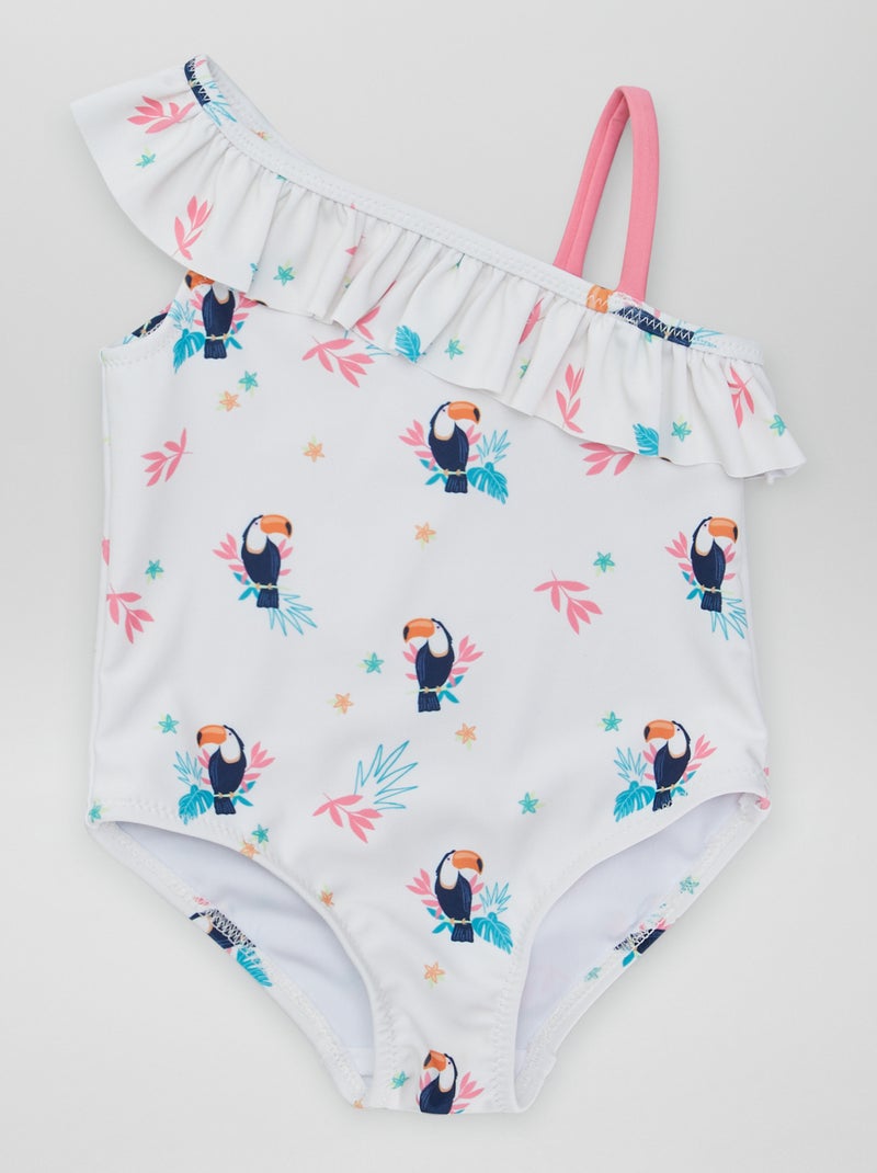 Maillot de bain asymétrique - 1 pièce Blanc - Kiabi