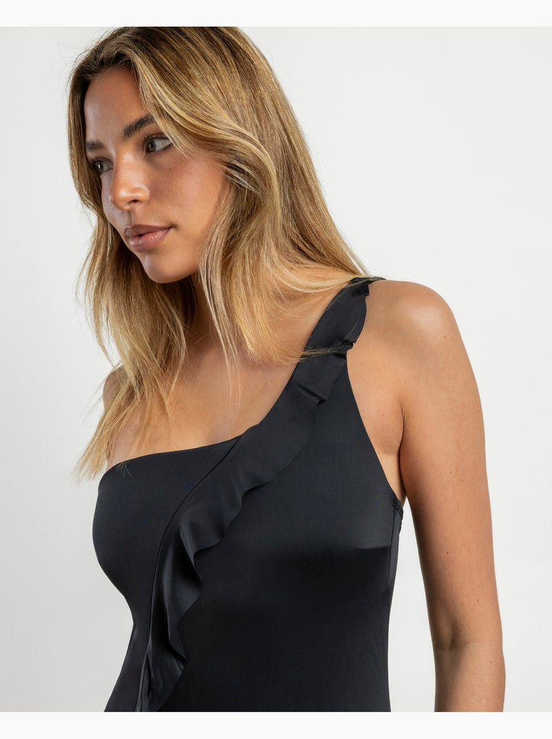 Maillot de bain asymétrique ADMAS Red Passion pour femmes Noir - Kiabi