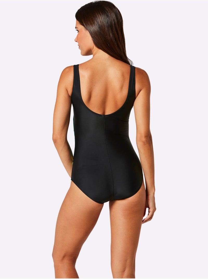 Maillot de bain avec bretelles larges à rayures et coques douces - Bonnet C - Witt Noir Vert - Kiabi