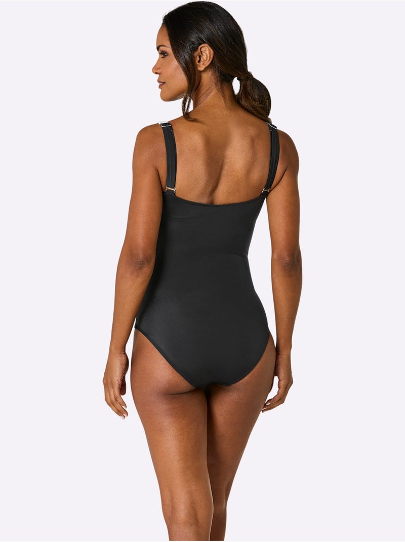 Maillot de bain avec bretelles réglables et empiècements contrastés - Bonnet C - Witt Noir Blanc - Kiabi