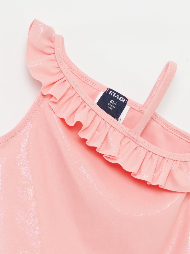 Maillot de bain avec col asymétrique volanté ROSE - Kiabi