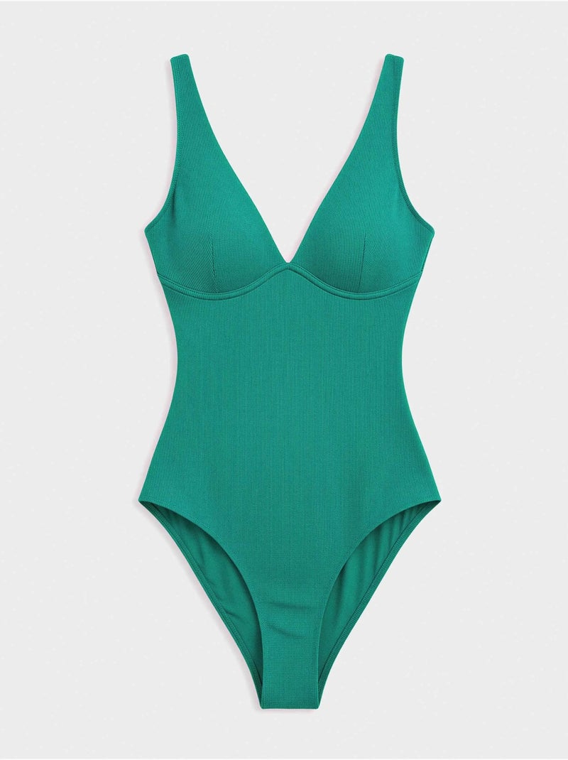 Maillot de bain avec contrôle d'armature Bleu Vert - Kiabi