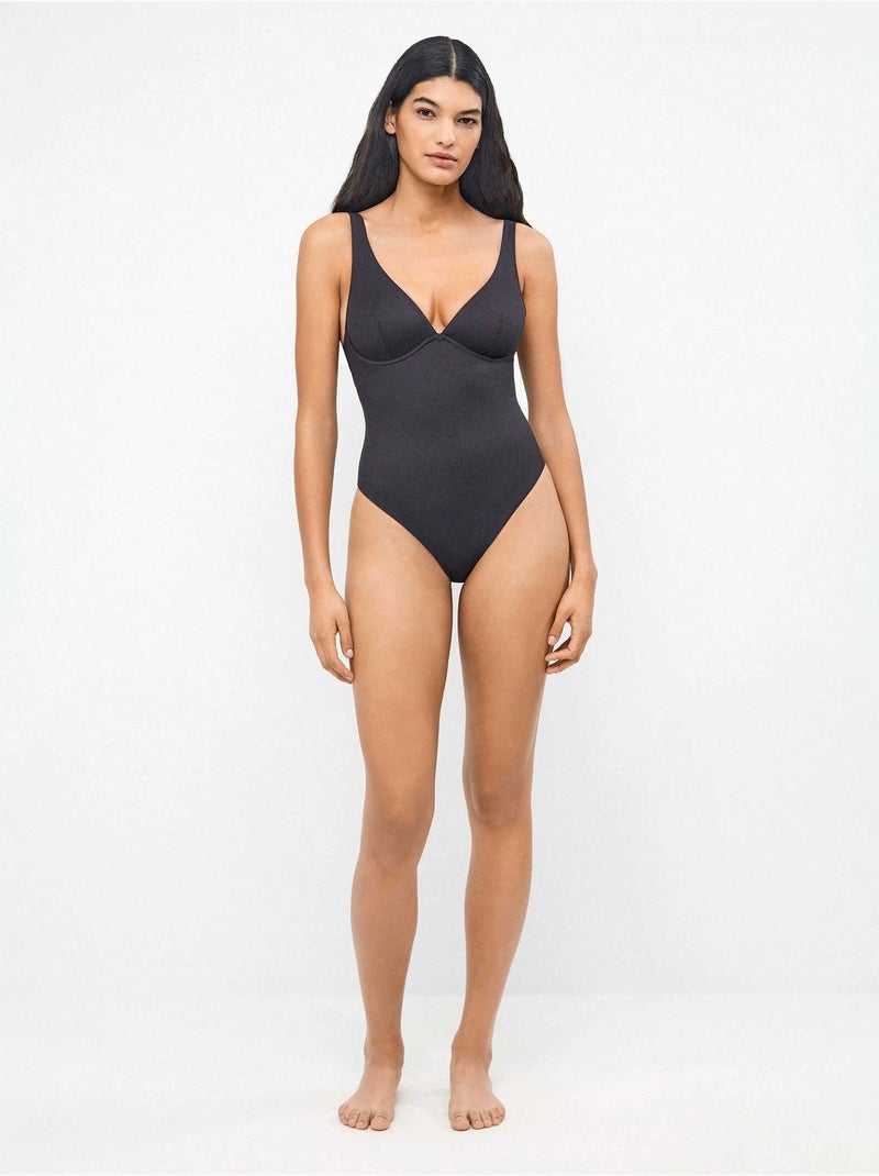 Maillot de bain avec contrôle d'armature Noir - Kiabi