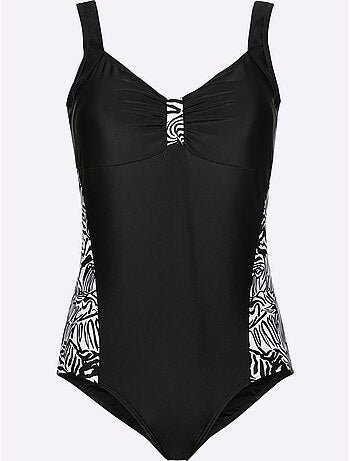 Maillot de bain avec décolleté en V et empiècements motifs zèbre - Bonnet B - Moda Vilona