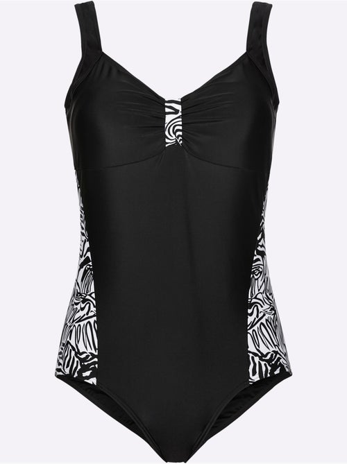 Maillot de bain avec décolleté en V et empiècements zèbre - Bonnet C - Moda Vilona - Kiabi