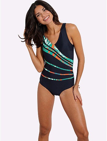 Maillot de bain avec empiècements imprimés et col en v - bonnet b - moda vilona