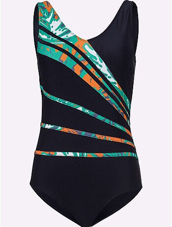 Maillot de bain avec empiècements imprimés et col en v - bonnet b - moda vilona
