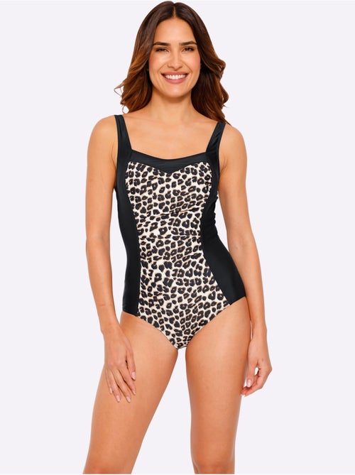 Maillot de bain avec encolure carrée et empiècement léopard - Bonnet C - Moda Vilona - Kiabi