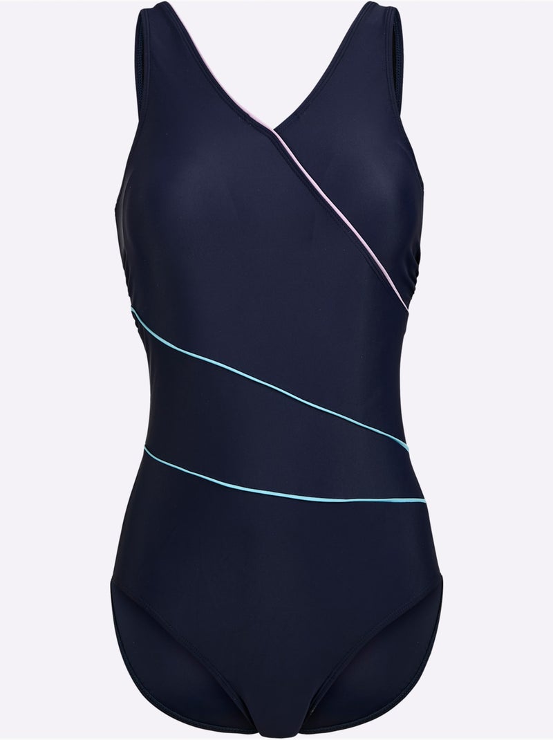 Maillot de bain avec encolure en V et bonnets confortables - Bonnet D - Witt Bleu Vert - Kiabi