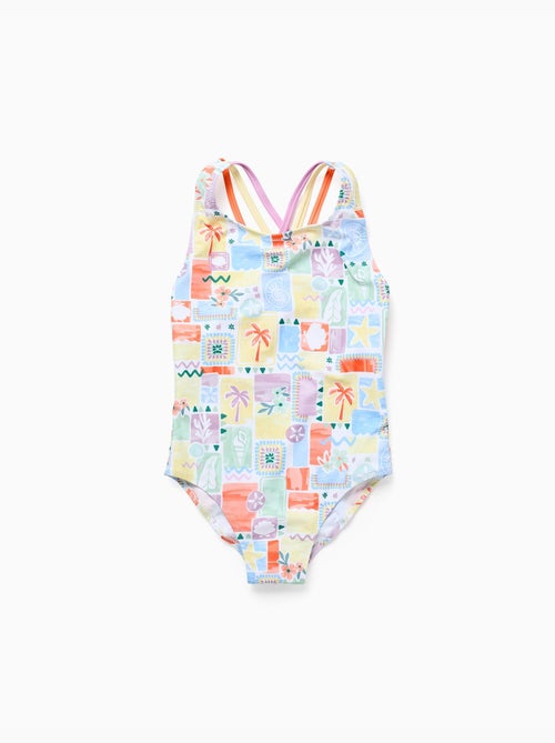 Maillot de bain avec imprimé coloré et bretelles croisées - Kiabi