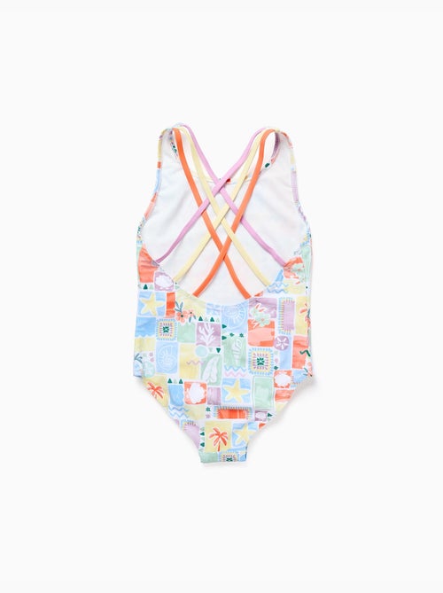 Maillot de bain avec imprimé coloré et bretelles croisées - Kiabi