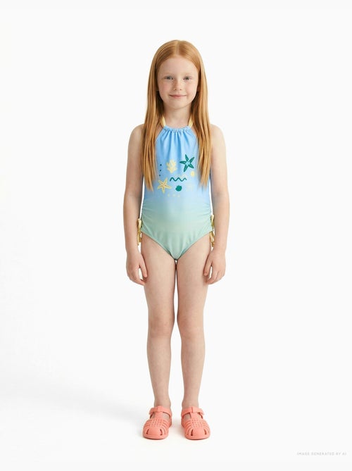 Maillot de bain avec imprimé marin et paillettes - Kiabi