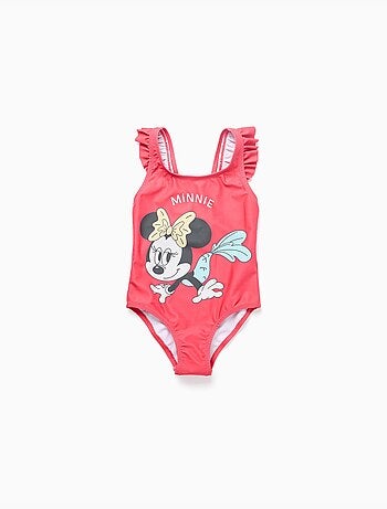 Maillot de bain avec imprimé Minnie et bretelles à volants
