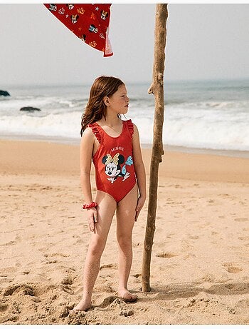 Maillot de bain avec imprimé Minnie et bretelles à volants