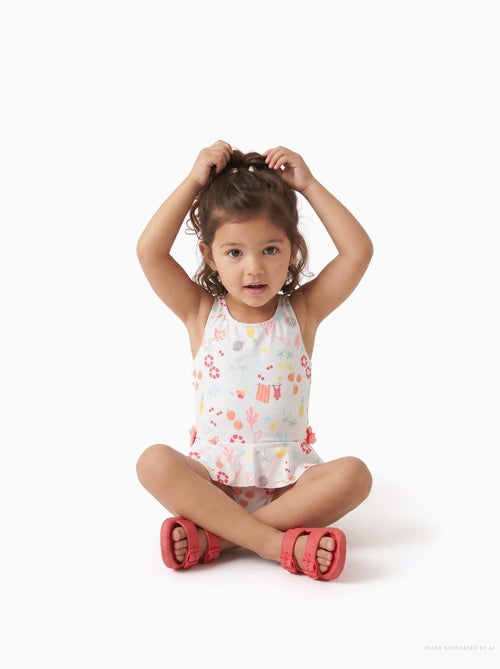 Maillot de bain avec motif de plage et doublure - Kiabi
