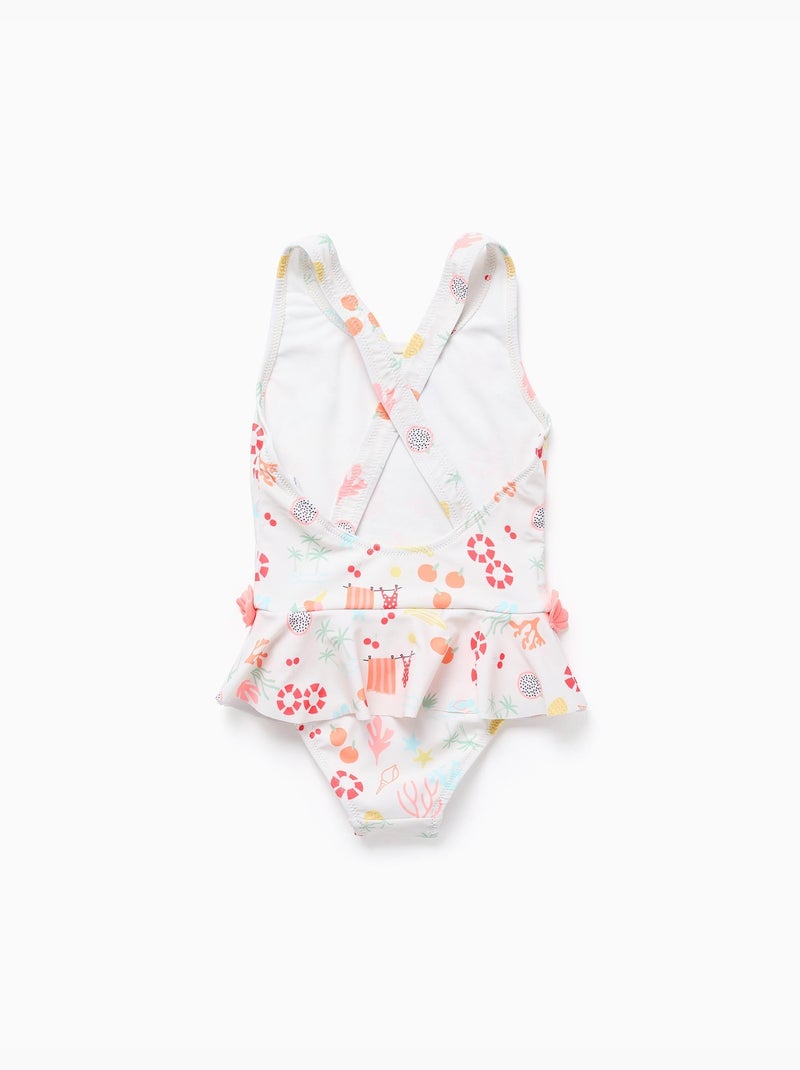 Maillot de bain avec motif de plage et doublure Blanc - Kiabi