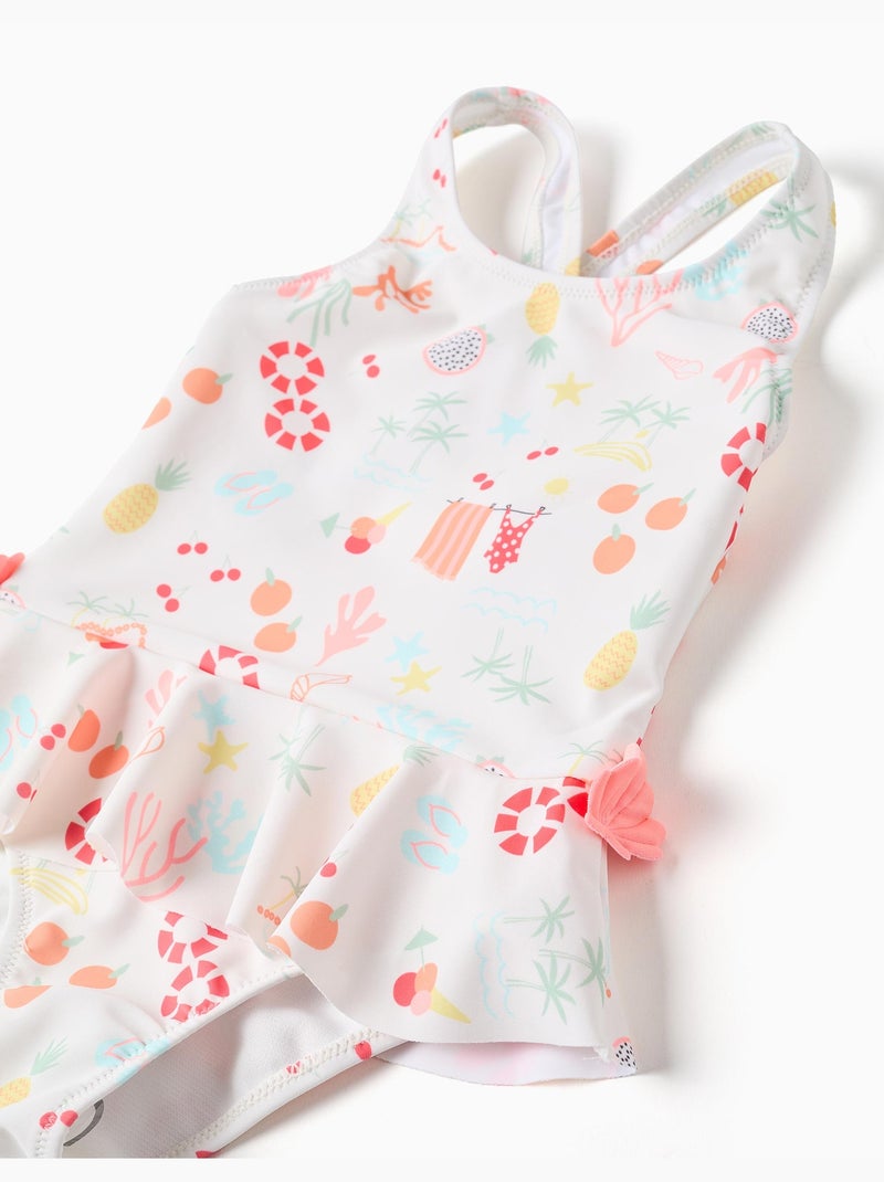 Maillot de bain avec motif de plage et doublure Blanc - Kiabi