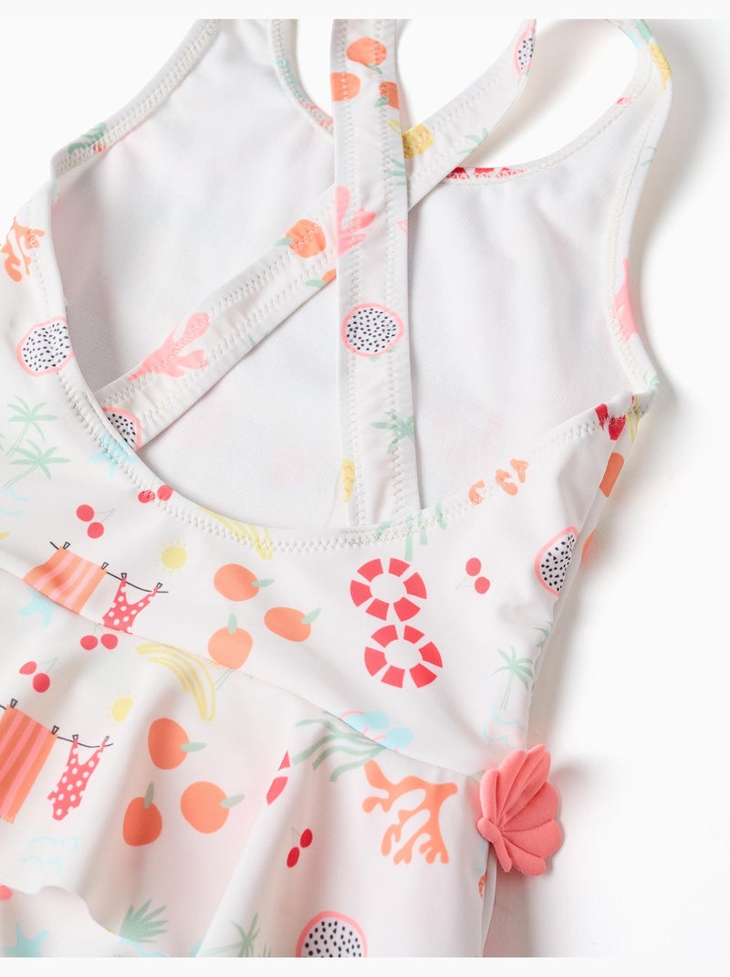 Maillot de bain avec motif de plage et doublure Blanc - Kiabi