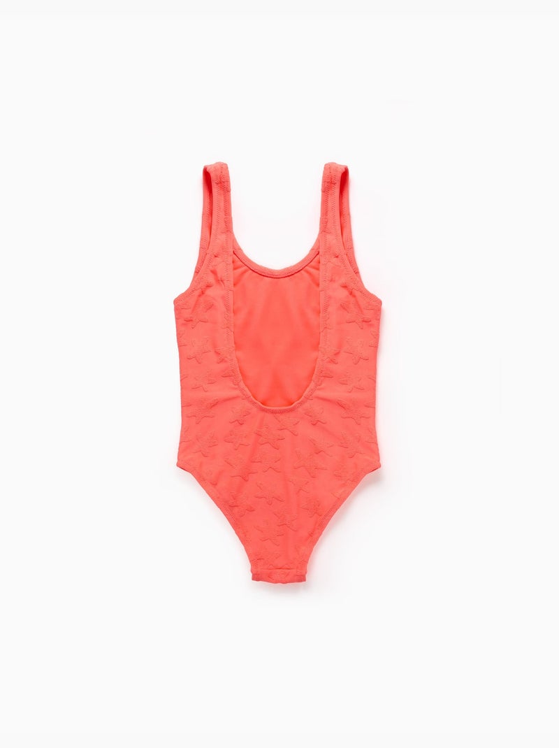 Maillot de bain avec motif d'étoiles en bouclé Orange corail - Kiabi