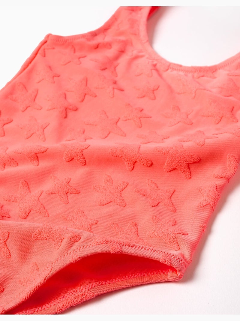 Maillot de bain avec motif d'étoiles en bouclé Orange corail - Kiabi