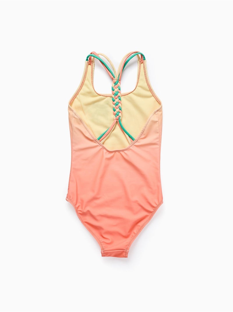 Maillot de Bain avec Paillettes et Bretelles Tressées Orange - Kiabi