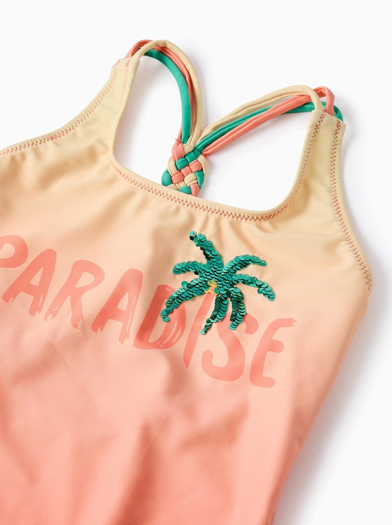 Maillot de Bain avec Paillettes et Bretelles Tressées Orange - Kiabi