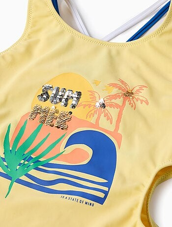 Maillot de Bain avec Paillettes et Bretelles Triples