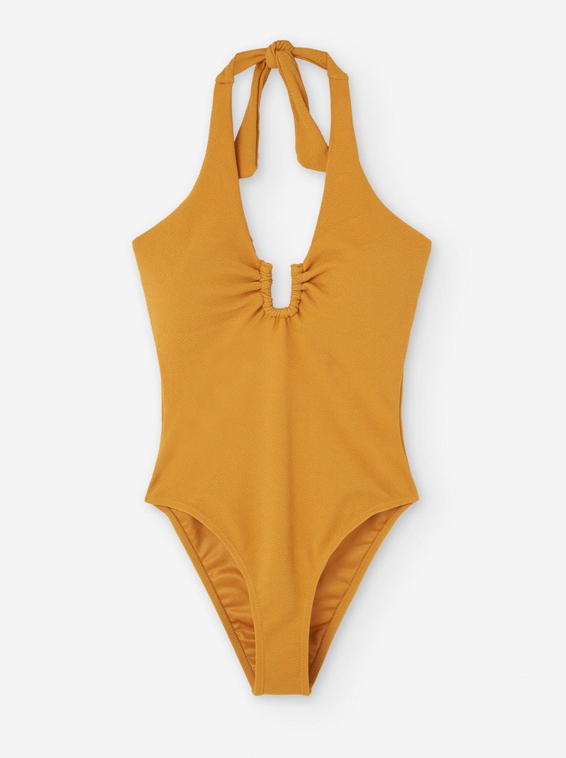 Maillot de Bain avec Texture et Détail en U Jaune - Kiabi