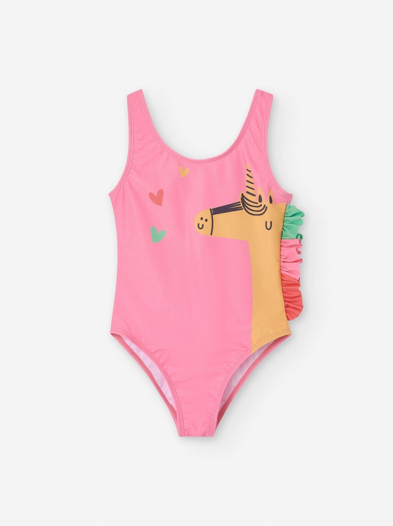 Maillot de Bain avec Volants Latéraux Rose clair - Kiabi