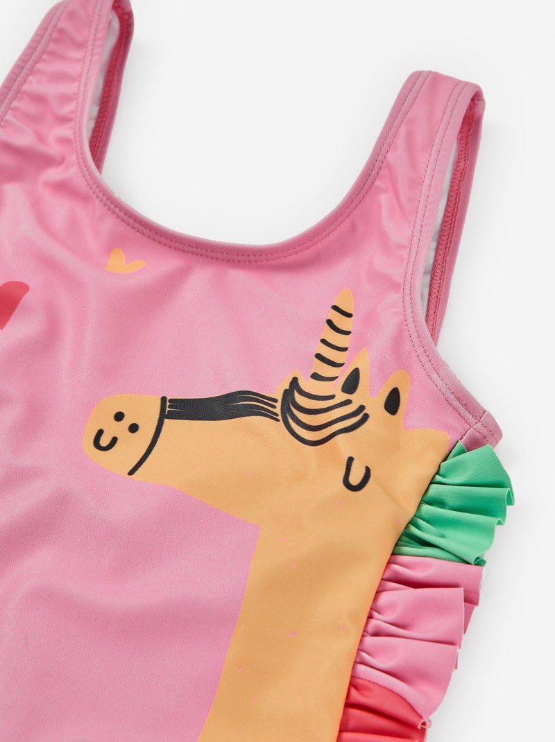 Maillot de Bain avec Volants Latéraux Rose clair - Kiabi