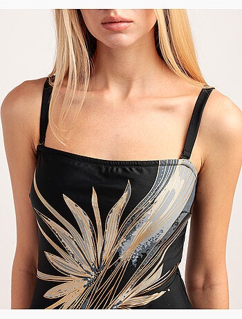 Maillot de bain bandeau à fleurs dorées ADMAS pour femme