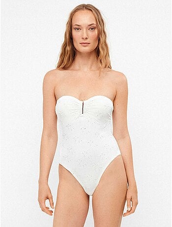 Maillot de bain bandeau tissu brodé