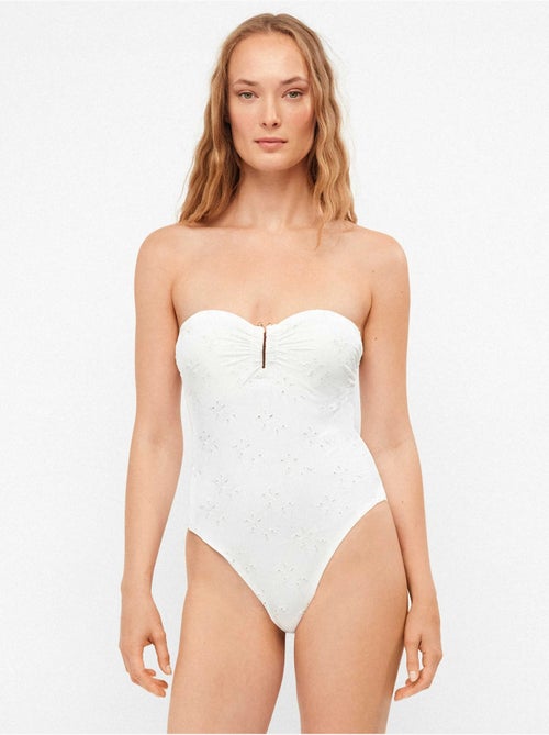 Maillot de bain bandeau tissu brodé - Kiabi Maillot de bain bandeau tissu brodé - Kiabi