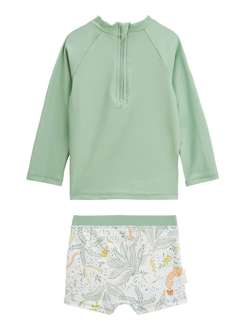 Maillot de bain bébé 2 pièces t-shirt de protection UV & boxer avec chapeau Kanha Vert - Kiabi
