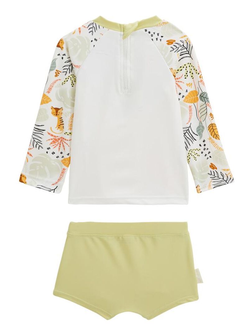 Maillot De Bain Garçon Manches Longues + Short - Impression Cartoon, Protection UV, Matière Polyester/élasthanne, Tailles 8Y-12Y - 7