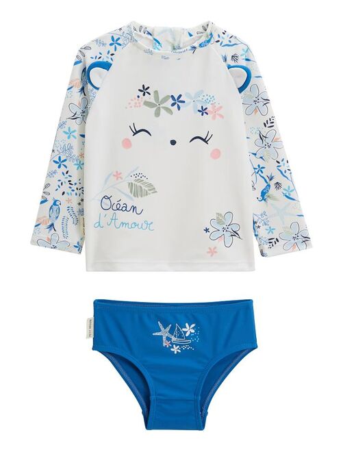Maillot de bain bébé 2 pièces t-shirt de protection UV & culotte Océan d'amour - Kiabi