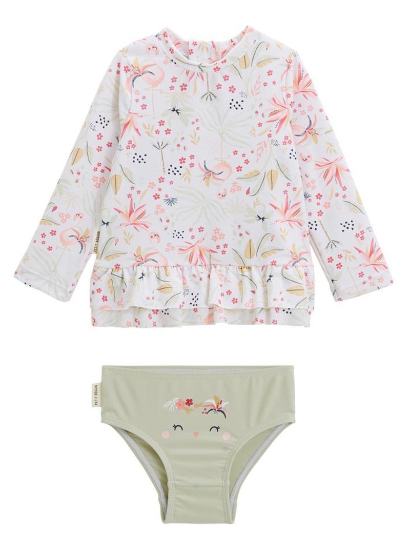 Maillot de bain bébé 2 pièces t-shirt de protection UV & culotte Paradise Rose - Kiabi