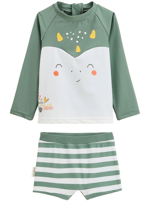 Maillot de bain bébé 2 pièces t-shirt de protection UV et boxer Hello Dino - Kiabi
